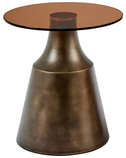 Ronde Bijzettafel Tameeka Glas en brons staal, 45cm