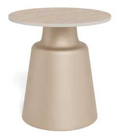 Ronde Bijzettafel Waleed Keramiek in travertinlook, 45cm, kleur Beige