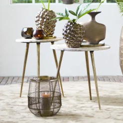 Ronde Bijzettafel Zeca Marmer, Set van 2 stuks