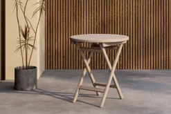 Ronde Bistrotafel Amberia Teakhout, 70cm, kleur Whitewash