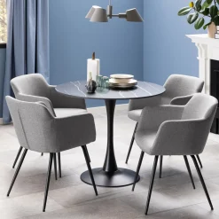 Ronde Bistrotafel Tempest Keramiek met marmerlook, 90cm