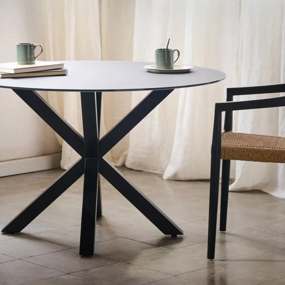 Ronde Eettafel Argo Glas, kleur Zwart