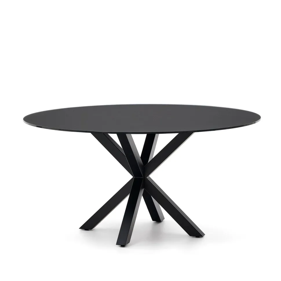 Ronde Eettafel Argo Glas, kleur Zwart