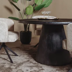 Ronde Eettafel Asti Mangohout, kleur Zwart