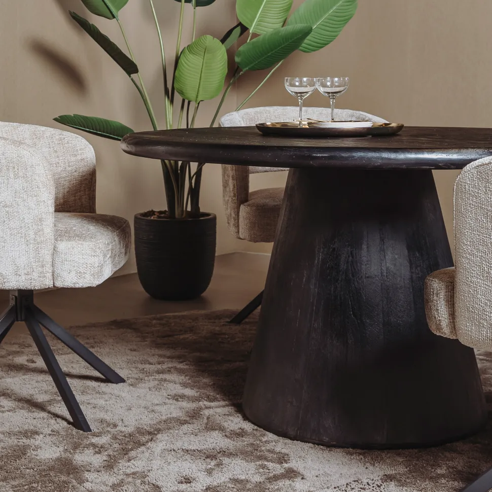Ronde Eettafel Asti Mangohout, kleur Zwart