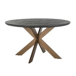 Ronde Eettafel Blackbone Brass, Eikenhout en Staal, Ø140cm