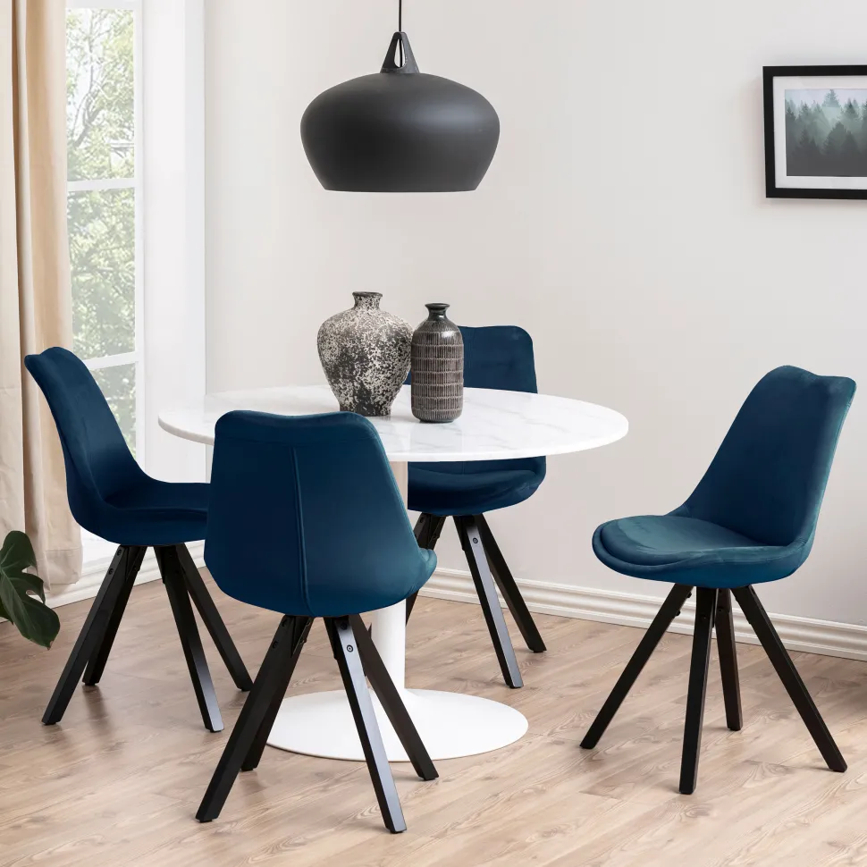 Ronde Eettafel Dara 110cm, kleur Wit Marmer