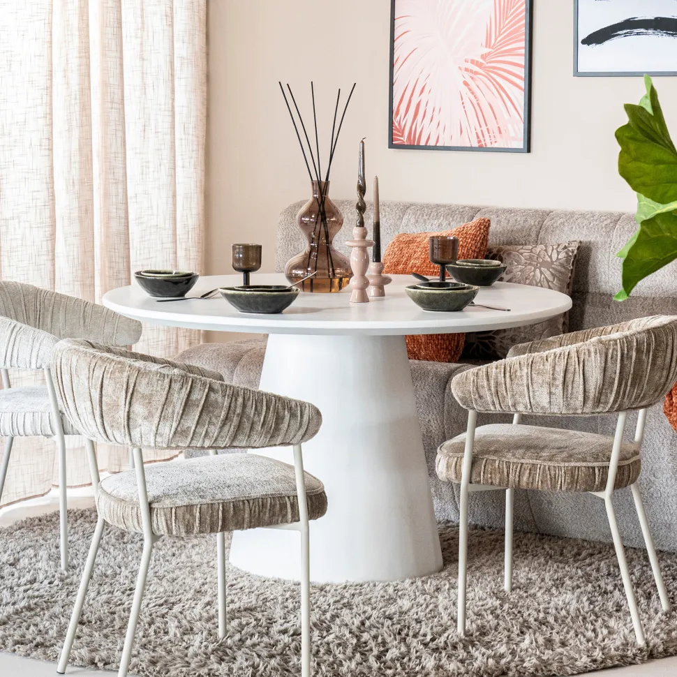 Ronde Eettafel Elin 130cm, kleur wit