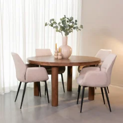 Ronde Eettafel Elly Mangohout, 140cm, kleur Naturel