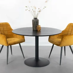 Ronde Eettafel Elsa 110cm, kleur Zwart