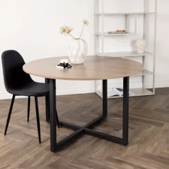 Ronde Eettafel Jahanna Walnoot en staal, 120cm