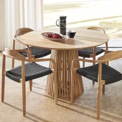 Ronde Eettafel Jeanette Teakhout, 120cm, kleur Naturel