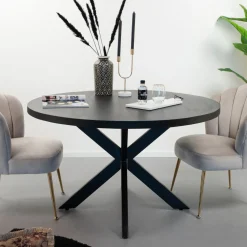 Ronde Eettafel Kala Mangohout, kleur Zwart