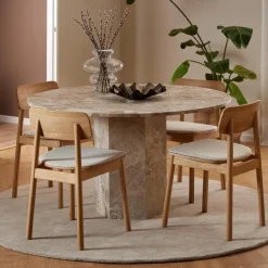 Ronde Eettafel Lasonya Travertin, 130cm