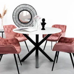 Ronde Eettafel Lille 110cm, kleur Wit Marmer
