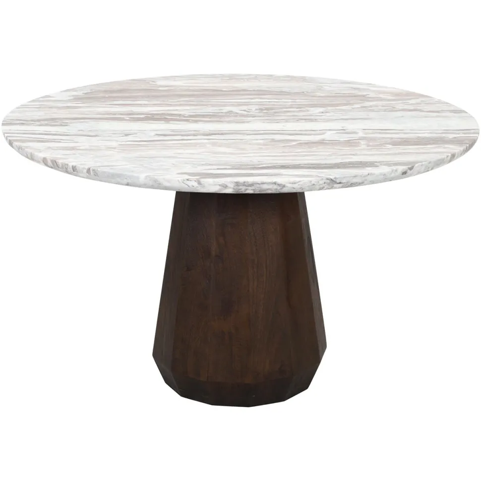 Ronde Eettafel Oberoy Marmer en mangohout, 130cm