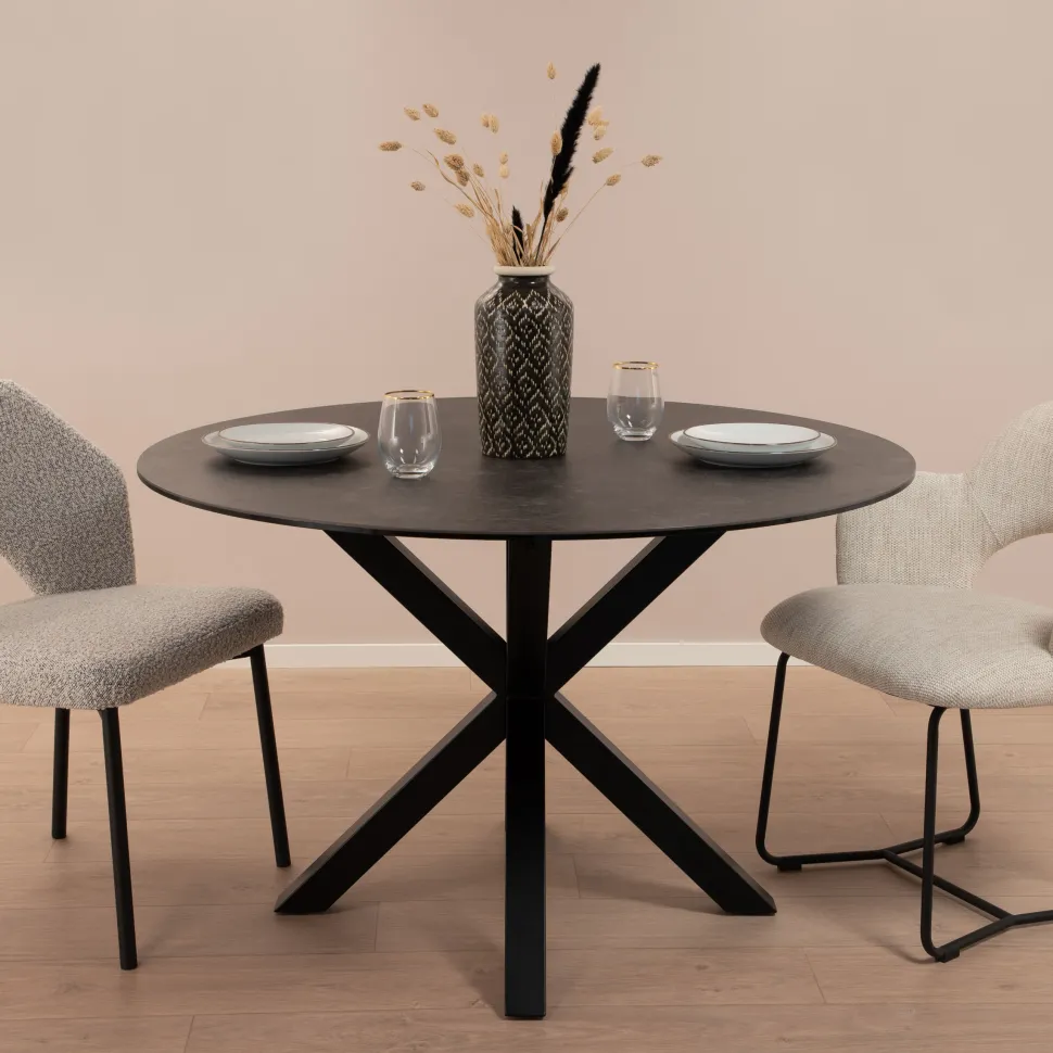 Ronde Eettafel Parker Keramiek 120cm, kleur zwart