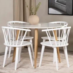Ronde Eettafel Quennel 100cm, kleur Eiken/Wit