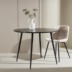 Ronde Eettafel Quennel 100cm, MDF, kleur Zwart