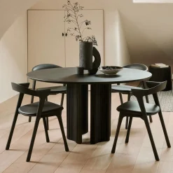 Ronde Eettafel Roller Max Gevernist Mahoniehout, 150cm, kleur Donkerbruin