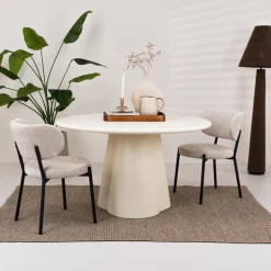 Ronde Eettafel Scottie Beton, 130cm, kleur Crème