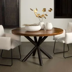 Ronde Eettafel Selva Mangohout, ø130cm, kleur Naturel