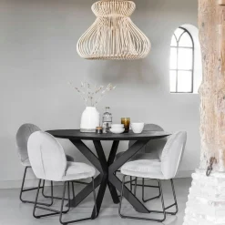 Ronde Eettafel Shape Teakhout, kleur Zwart