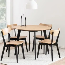 Ronde Eettafel Torkil Ø105cm, kleur Naturel/Zwart