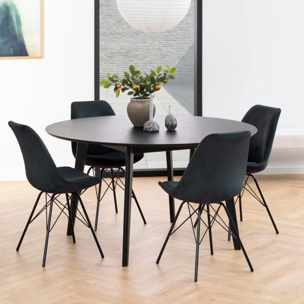 Ronde Eettafel Torkil Eikenfineer, kleur Zwart