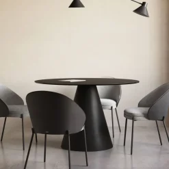 Ronde Eettafel Wilshire Glas en metaal, 120cm