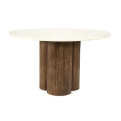 Ronde Eettafel Xanni Marmer en Mangohout, 130cm