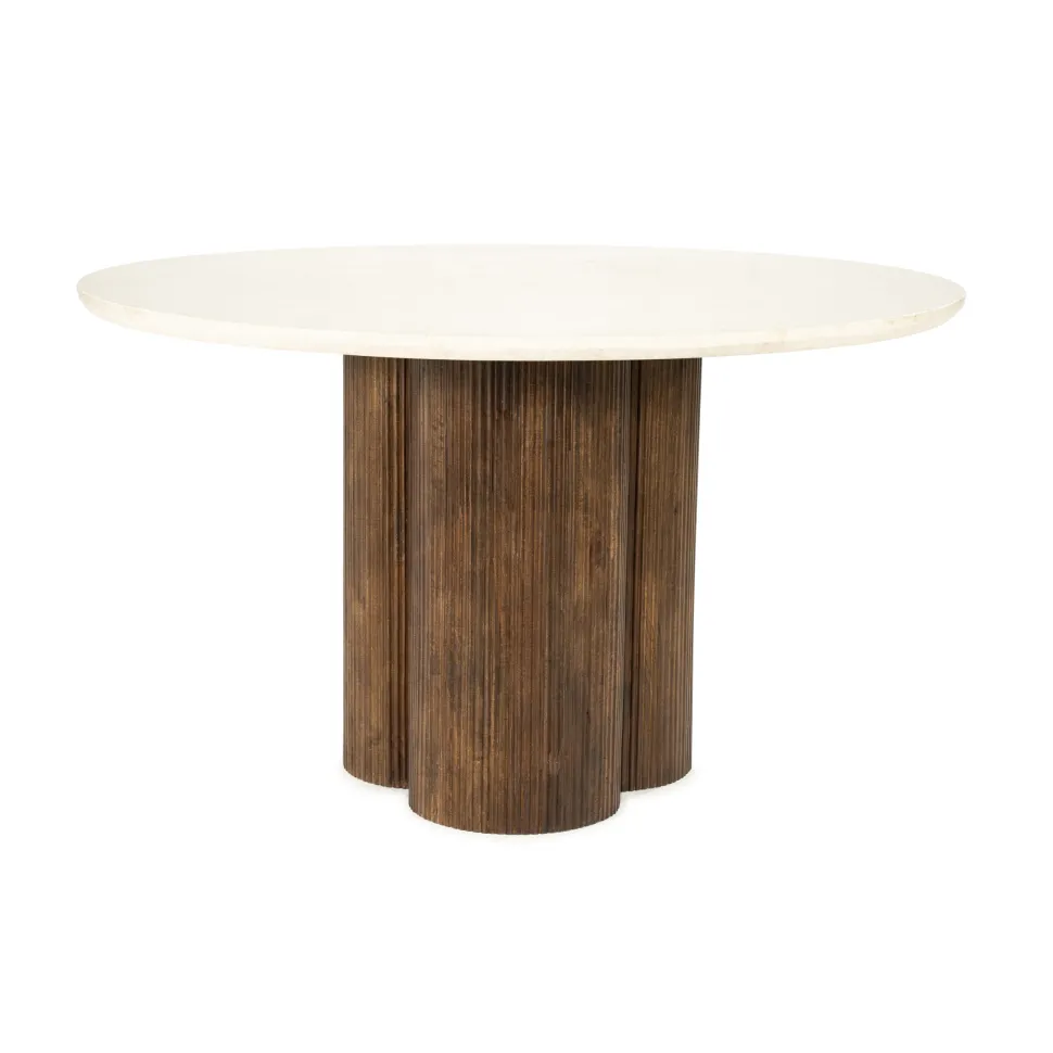 Ronde Eettafel Xanni Marmer en Mangohout, 130cm