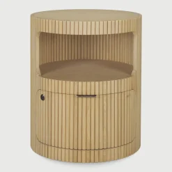 Ronde Ladekast Boomerang Geolied Eikenhout, kleur Naturel