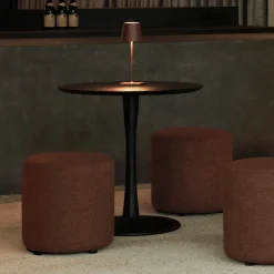 Ronde Lage Bistrotafel Torsion Eikenhout, kleur Zwart