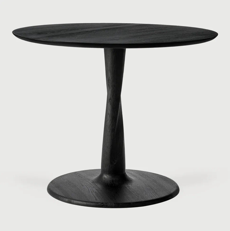 Ronde Lage Bistrotafel Torsion Eikenhout, kleur Zwart