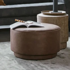 Ronde Poef Coffee Eco-leer 60cm