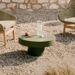 Ronde Salontafel Aiguablava Beton, kleur Donkergroen