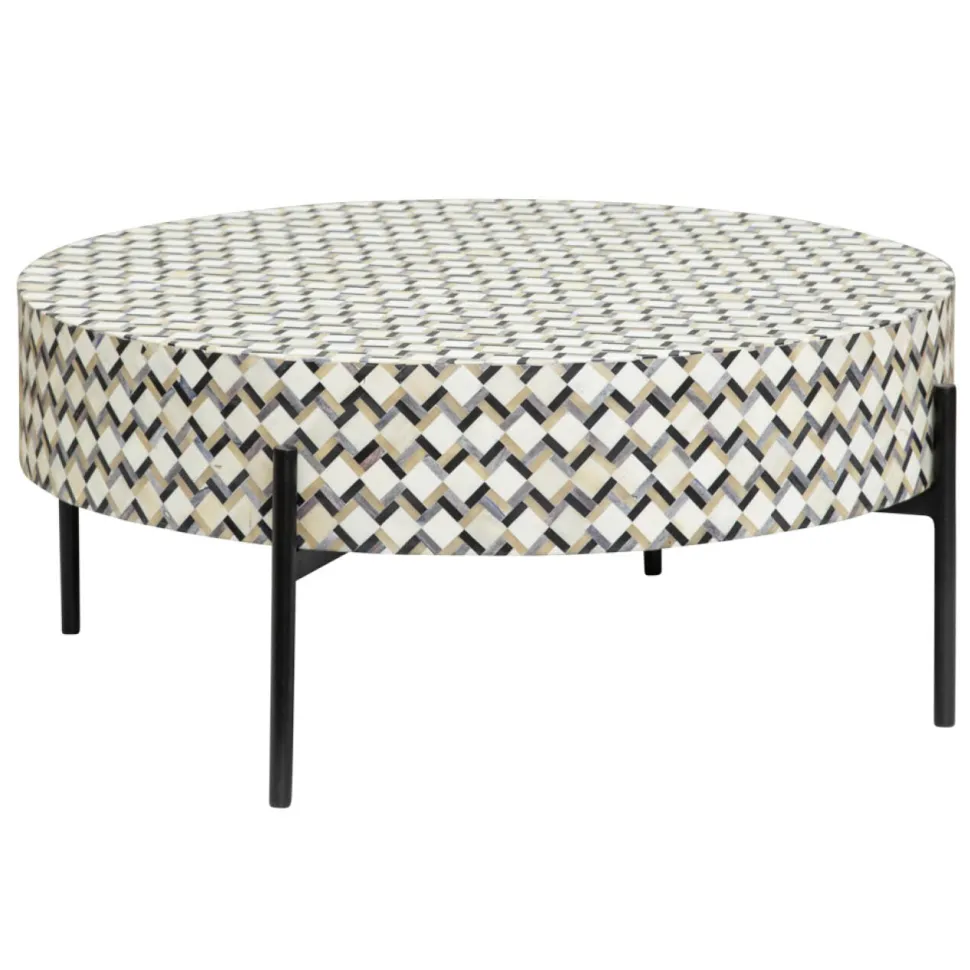 Ronde Salontafel Brendola Bone inlay