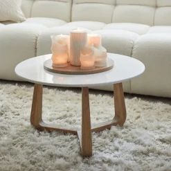 Ronde Salontafel Casone Marmer en eikenhout