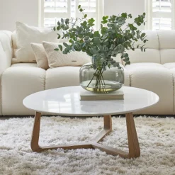 Ronde Salontafel Casone Marmer en eikenhout