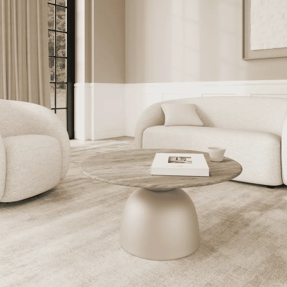 Ronde Salontafel Chardai Marmer, 80cm