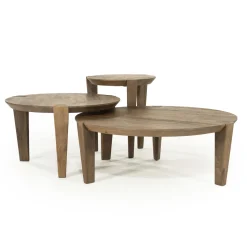 Ronde Salontafel Davina Set van 3 stuks, Mangohout