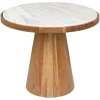 Ronde Salontafel Dejuan Marmer en acaciahout, 50cm