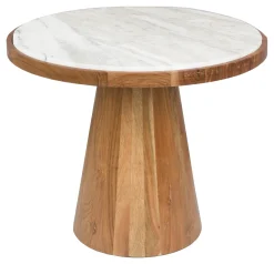 Ronde Salontafel Dejuan Marmer en acaciahout, 50cm