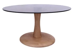 Ronde Salontafel Faye Glas en mangohout