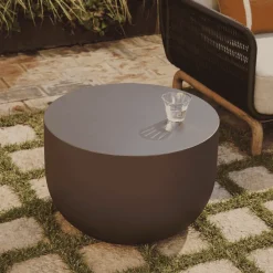 Ronde Salontafel Garbet Cement, 60cm, kleur Bruin