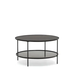 Ronde Salontafel Gilda Glas en Metaal, 80cm