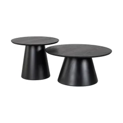 Ronde Salontafel Jazz Set van 2 stuks, kleur Zwart