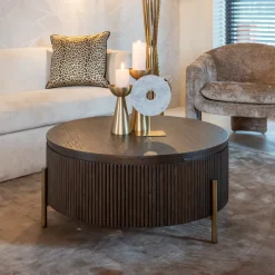 Ronde Salontafel Luxor Eiken, Ø95cm, kleur donkerbruin