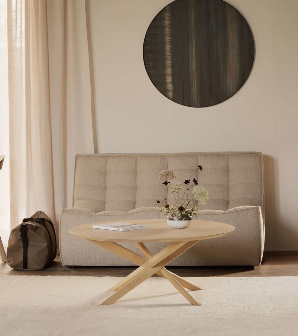 Ronde Salontafel Mikado Geolied Eikenhout, 100cm